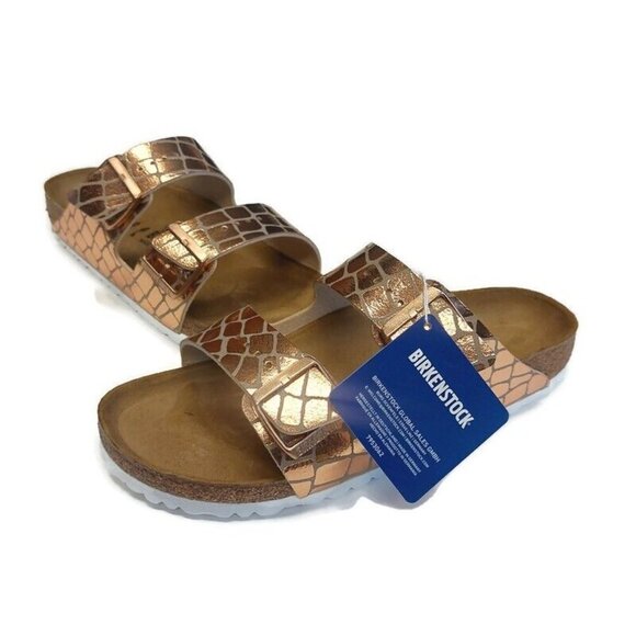 Birkenstock Arizona BS Sandals Womens Size 9-9.5 NARROW Fit Gator Gleam Copper - Picture 5 of 10